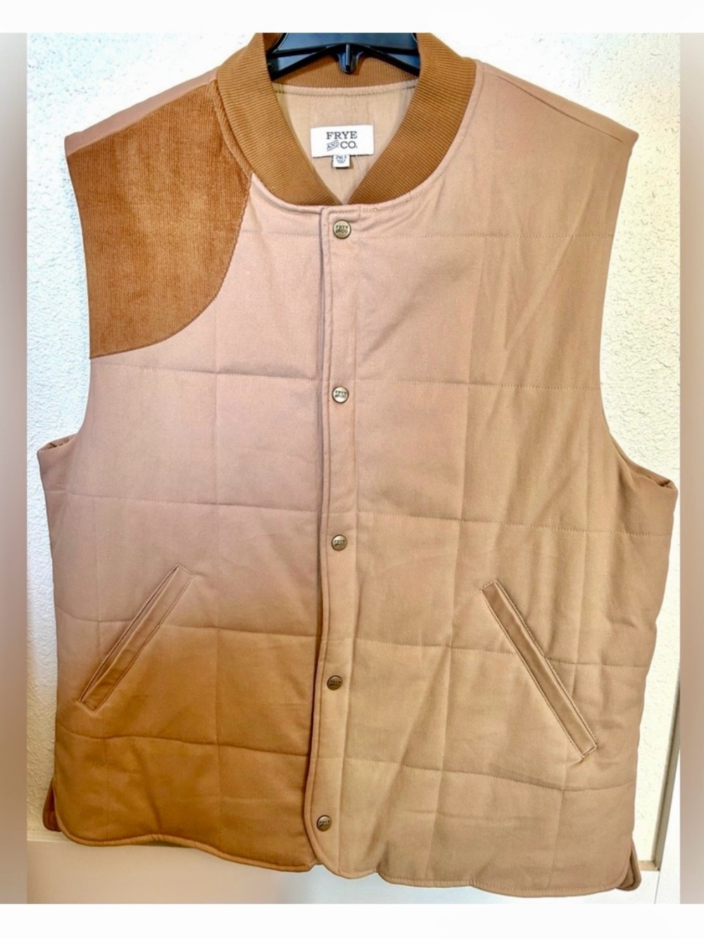 Frye and Co Men’s Tan Quilted Vest 2XLT NWOT